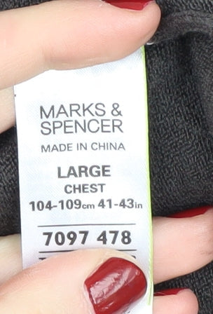 Marks and Spencer Men's Brown V-Neck Pullover Jumper