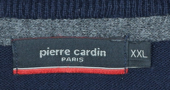 Pierre Cardin Men's Blue 2XL V-Neck Pullover Jumper