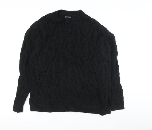 Additional front view of ASOS DESIGN Women's Black Cable-Knit jumper XS