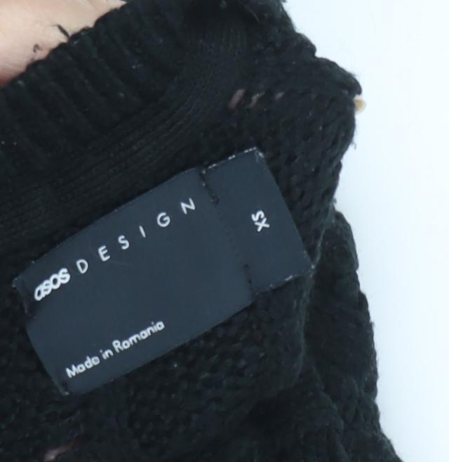 ASOS DESIGN Women's Black Cable-Knit Pullover Jumper XS
