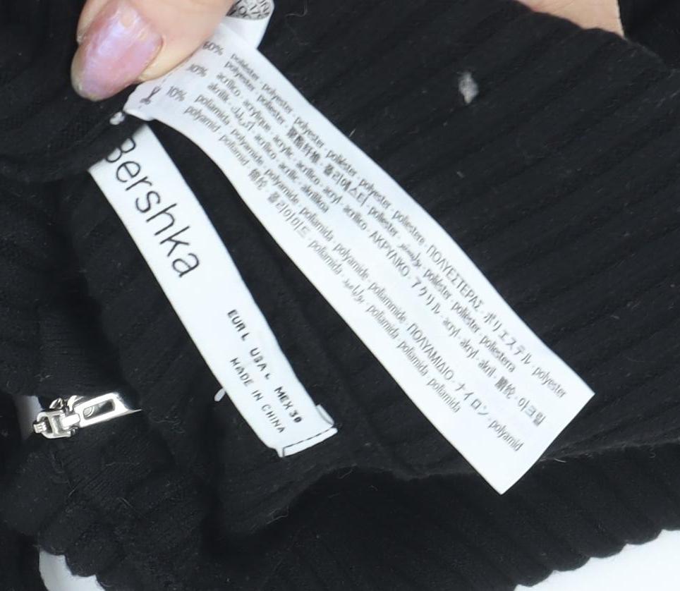 Womens UK Size L Bershka Black Full Zip Jumper