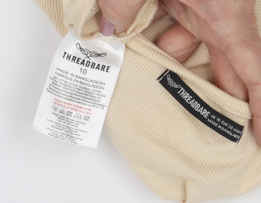 Womens UK Size 10 Threadbare Beige Basic T-Shirt