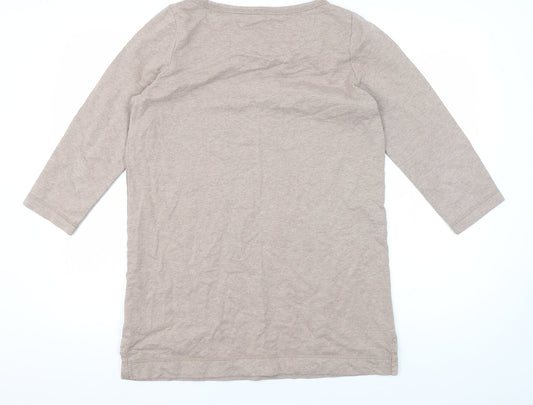 Lands' End Women's Beige Boat Neck 3/4 Sleeve T-Shirt