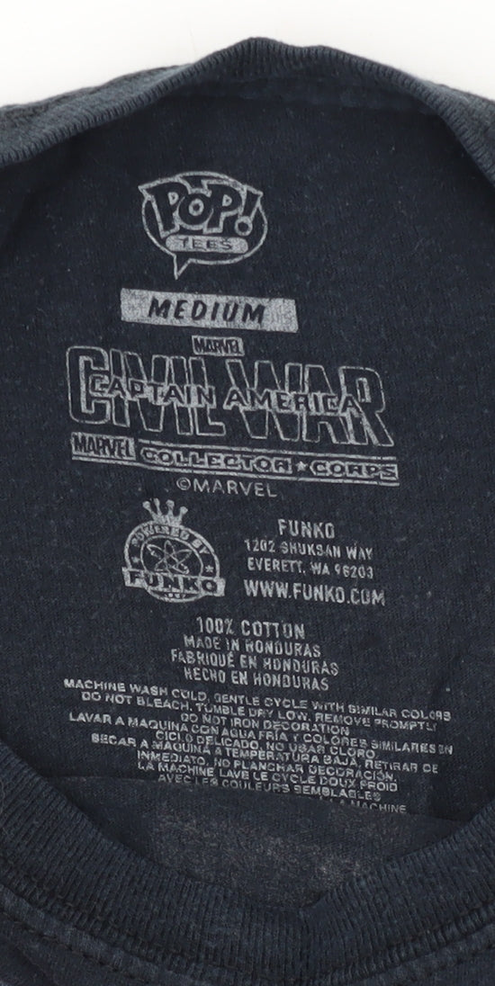 Marvel Captain America Men's Black T-Shirt M