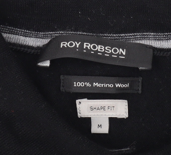 Roy Robson Men's Black Henley Jumper M Slim Fit