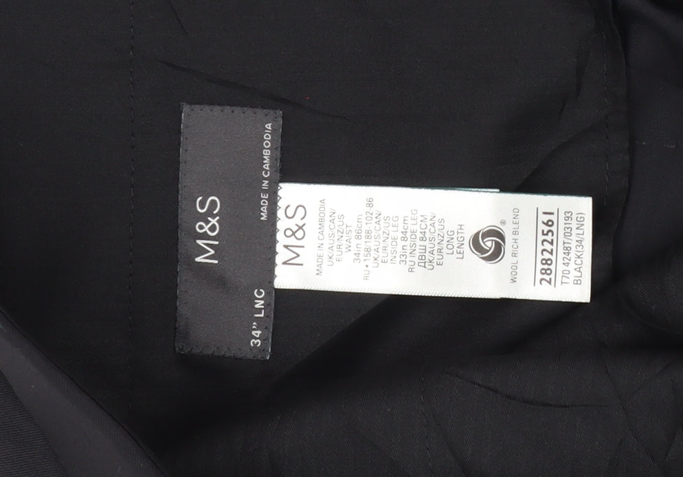 Marks and Spencer Men's Black Dress Pants, Size 34