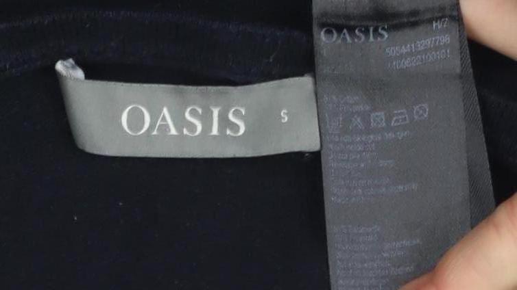 Womens UK Size S Oasis Black Basic T-Shirt