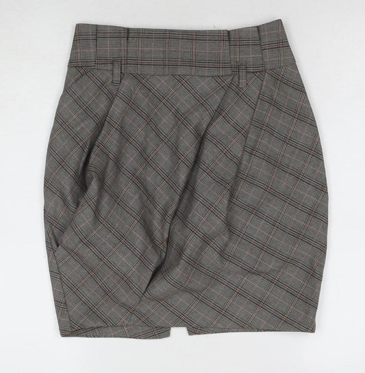 Idex Women's Grey Plaid Pencil Skirt UK 10