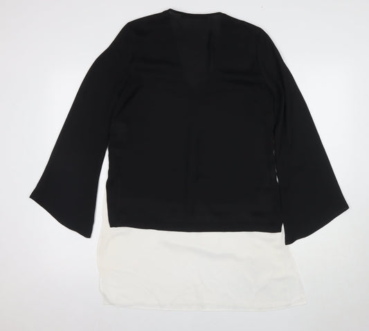 Zara Women's Black V-Neck Blouse, Size S, Elegant Style