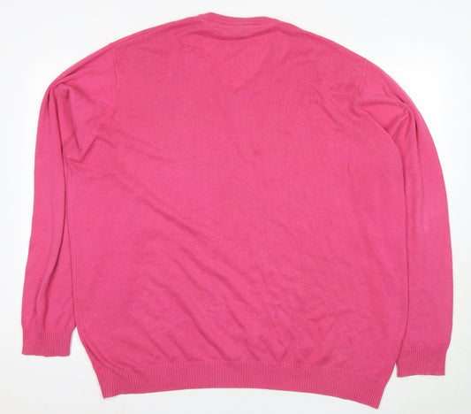 Cotton Traders Women's Pink 2XL V-Neck Pullover Jumper