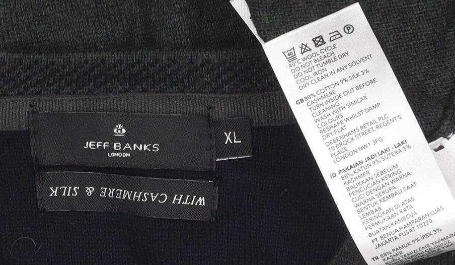 Jeff Banks Men's XL Grey V-Neck Wool Pullover