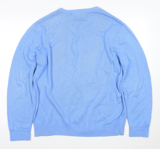 J.Crew Men's Blue Cotton V-Neck Pullover Jumper M