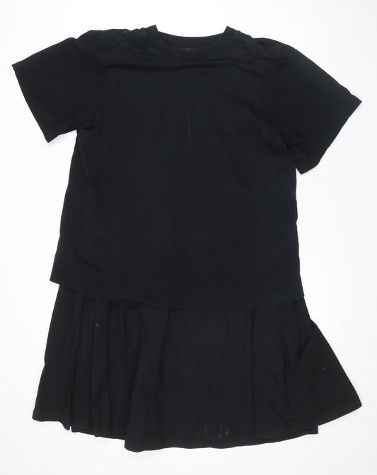 Additional front view of COS Women's Black Short Sleeve Dress, size 6
