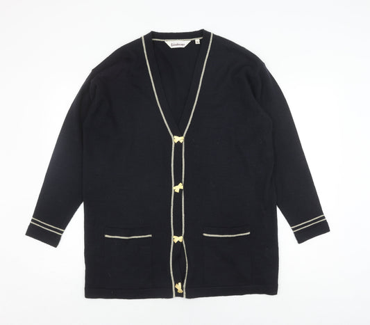 Womens UK Size M Kaleidoscope Black Cardigan Jumper