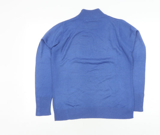 EWM Women's Blue Roll Neck Jumper - S