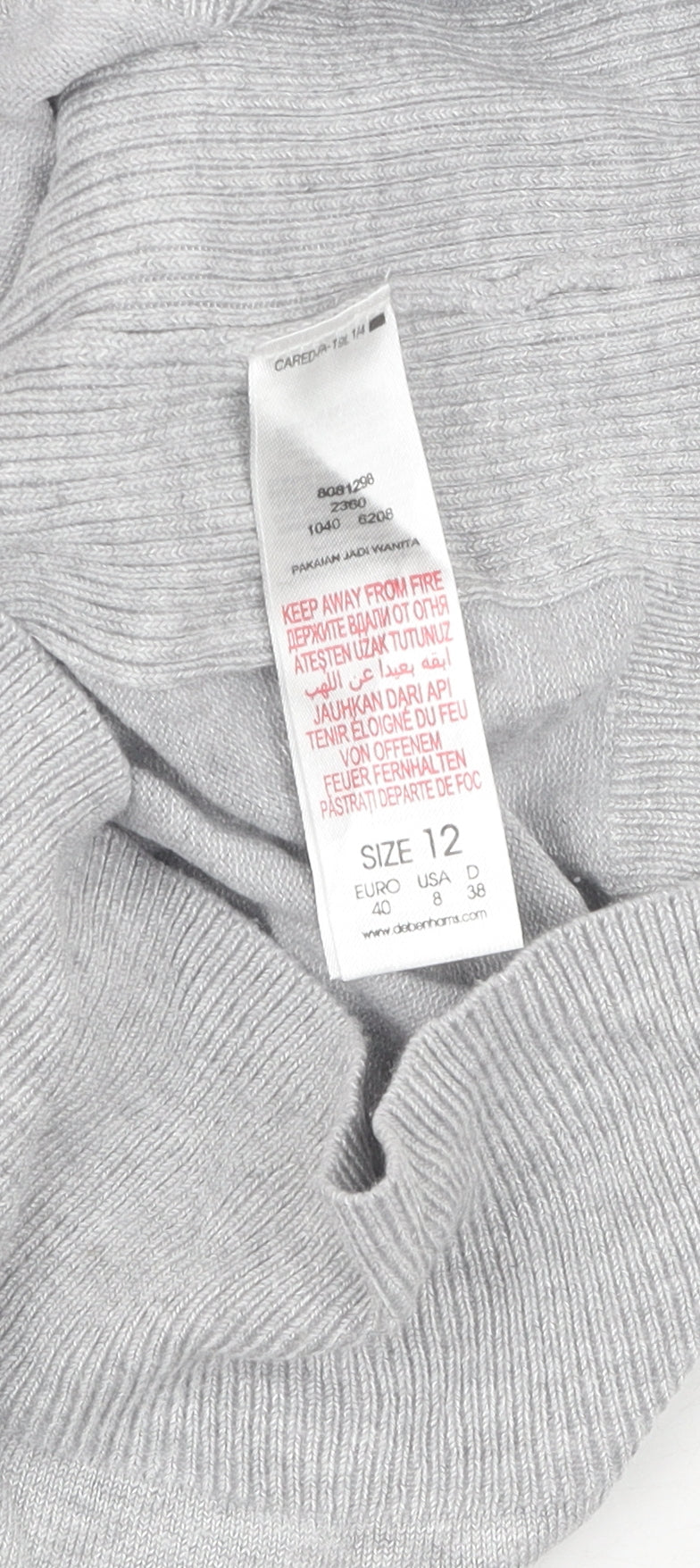 Womens UK Size 12 Red Herring Grey Pullover Jumper
