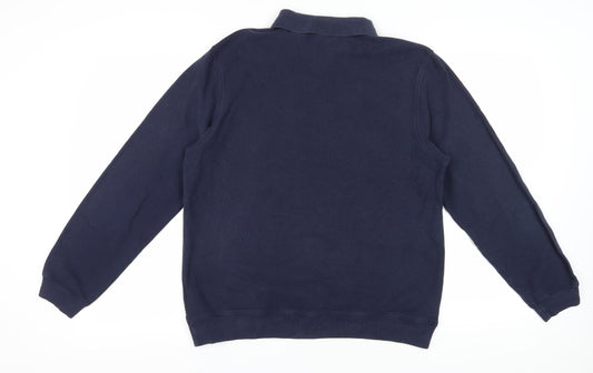 Lands' End Men's Blue Polo, Long Sleeve, Regular Fit, L