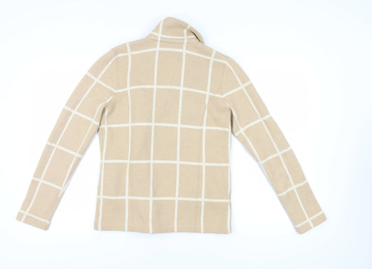 Laura Ashley Women's Beige Check Knit Full Zip Jumper