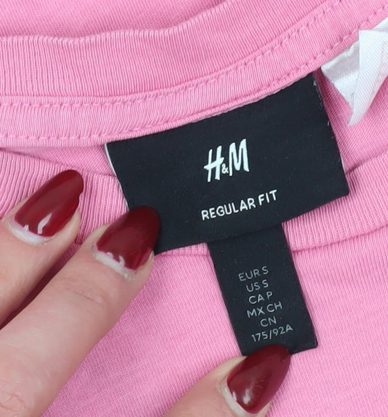 Unisex Adults UK Size 12 H&M Pink Basic T-Shirt