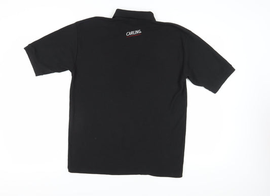 Russell Men's Black Polo L Collared Logo Classic