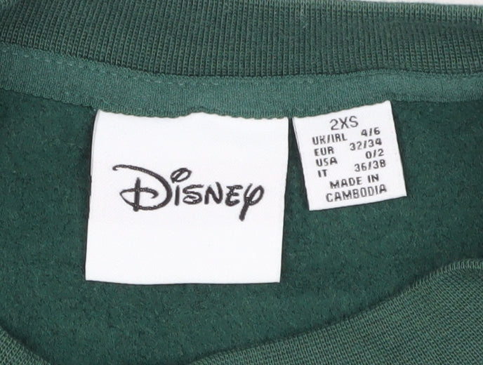 Womens UK Size 2XS Disney Green Pullover Sweatshirt