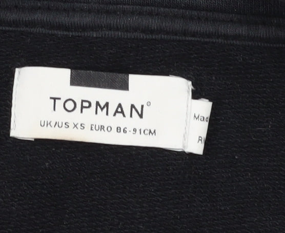 Mens UK Size XS Topman Black 1/4 Zip Sweatshirt