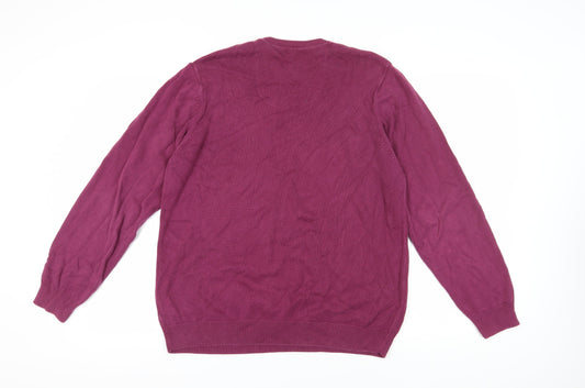 Marks and Spencer Men's Purple V-Neck Pullover Jumper