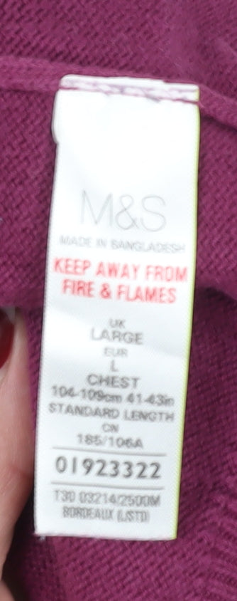 Marks and Spencer Men's Purple V-Neck Pullover Jumper