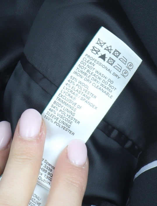 Brand and care label for Autograph Men's Black 42 Long Blazer, Wool Blend
