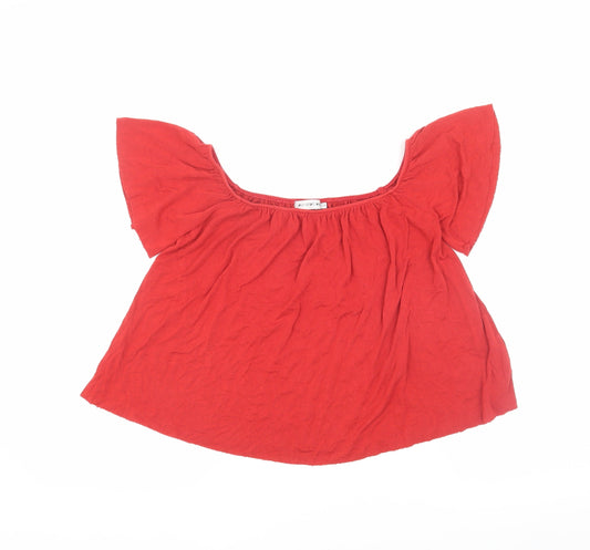 Womens UK Size XS Light Before Dark Red Cropped Blouse