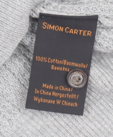 Simon Carter Men's Grey Long Sleeve Polo Shirt L