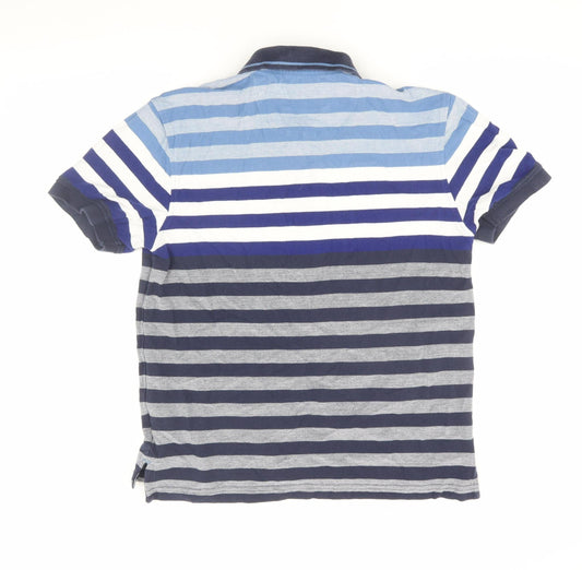 Marks and Spencer Men's Blue Striped Polo, Size S, Regular Fit