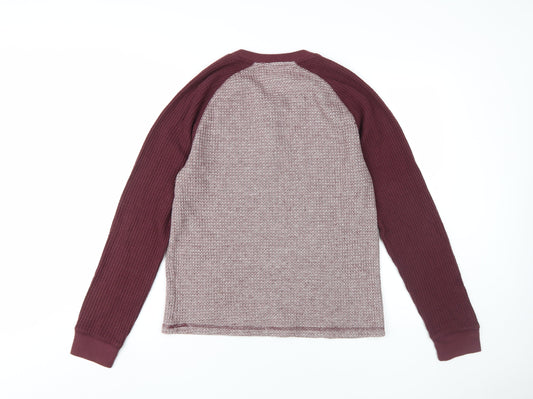 Old Navy Men's Red Henley Long Sleeve T-Shirt M