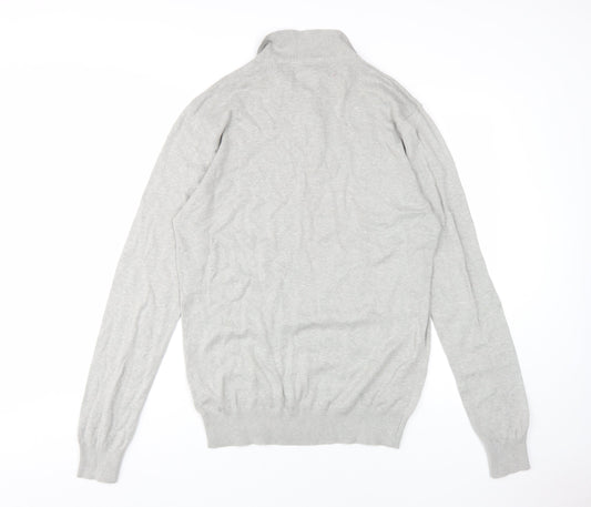 Brave Soul Men's Grey Long Sleeve Polo L