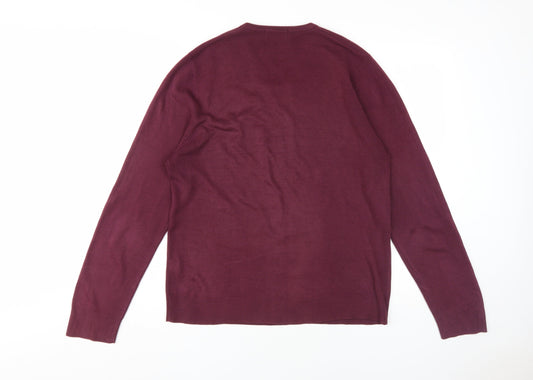 Marks and Spencer Men's Red V-Neck Pullover Jumper