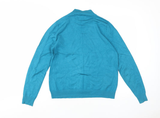 Bassini Women's Blue Mock Neck Pullover Jumper