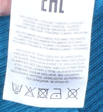 Bassini Women's Blue Mock Neck Pullover Jumper