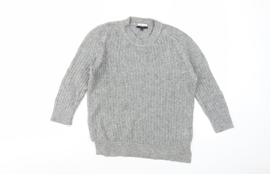 Additional front view of Jaeger Women's Grey Open-Knit jumper M
