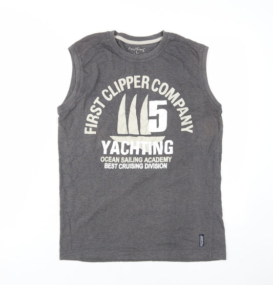 Additional front view of Anything Grey Tank Top unisex adults large nautical style