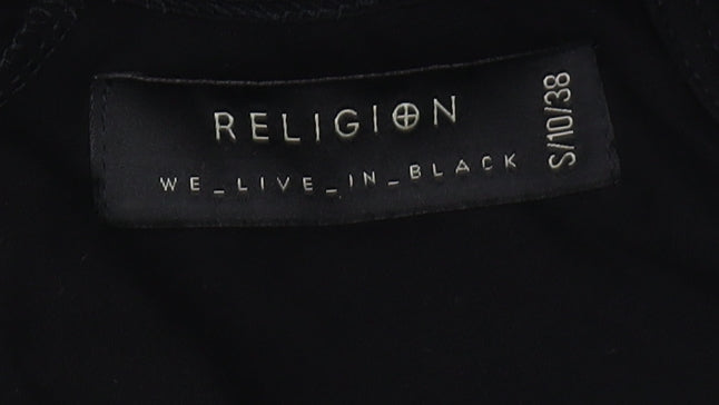 Womens UK Size S Religion Black Wrap Blouse