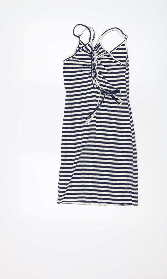 Topshop Women's Blue & White Striped Slip Dress