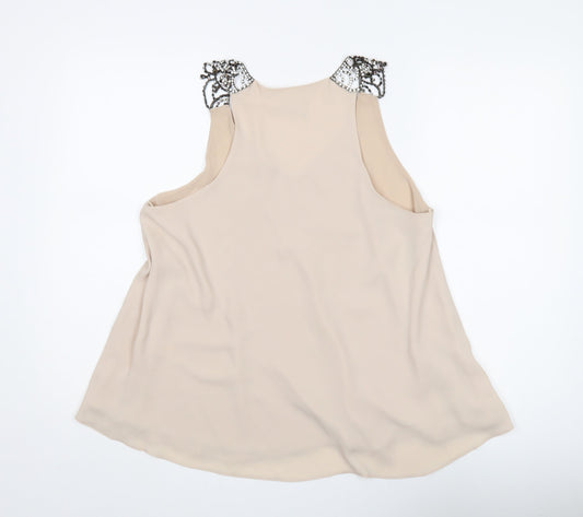 Womens UK Size 12 River Island Beige Basic Tank