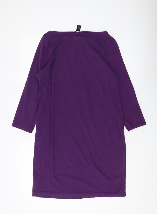 H&M Women's Purple Shift Dress L Casual Boat Neck