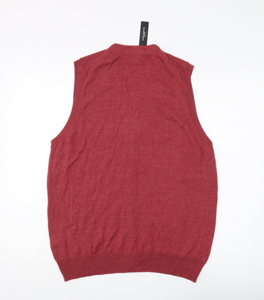 Russell Collection Men's Red Vest, Medium, Buttoned Casual
