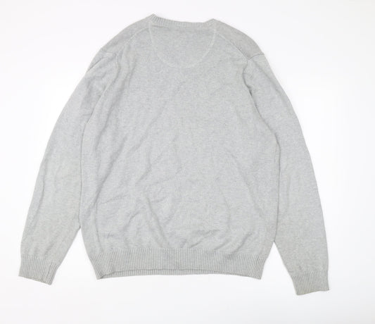 Marks and Spencer Men's Grey V-Neck Pullover Jumper