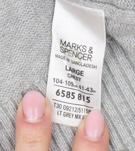 Marks and Spencer Men's Grey V-Neck Pullover Jumper