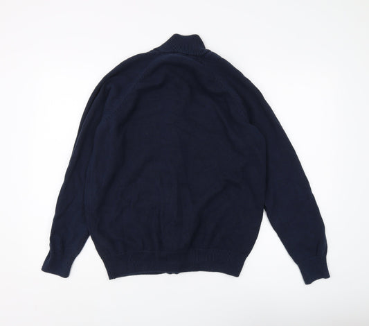 Cotton Traders Men's Blue Full Zip Jumper - L