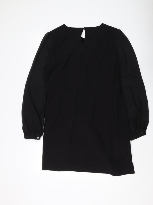 Next Women's Black Beaded Long Sleeve Dress UK 10-12