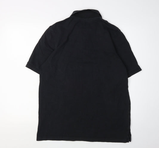 Lands' End Men's Black Polo Shirt M Casual Short Sleeve