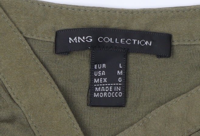 MNG Collection Green Sleeveless Shirt Dress Size L